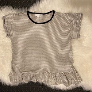 Nordstrom Ten Sixty Sherman Striped Ruffle Bottom Short Sleeved Top Size Small